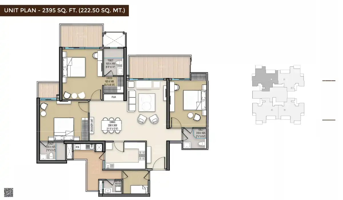 ACE Aurea 3 BHK + Servant - 2395 Sq.Ft., ACE Aurea 3 BHK + Servant